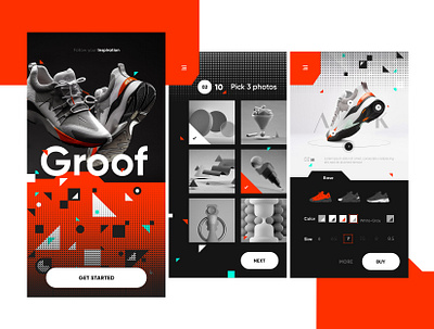 Shoe customization app 2d adidas application arkk concept design illustration nike nortix shape shoe shoe design shoe shop ui ui design ux ux design