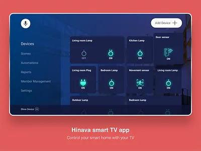 Hinava smart home gateway (TV app) accessibility android android tv app application design devices smart smart home smarthome tv tv app tv design ui ui ux usability ux