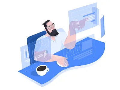 Programmer character dashboard illustration office programmer vector