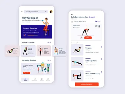Daily Workout & Fitness Application app design fitness fitness app ui uidesign uiuxdesign ux workout app
