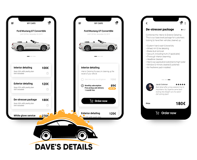 Dave's details - luxury car detail service mobile app mobile app design ux ui