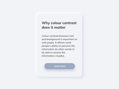 Neumorphism UI // Card accessibility card container contrast soft ui ui uidesign