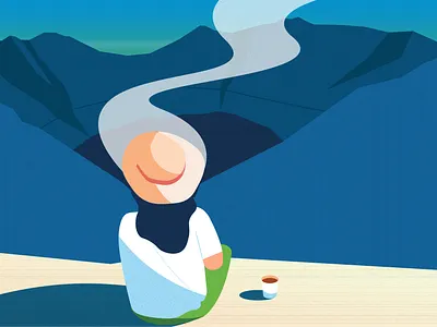 Solitude - Bromo Mount Crater 2d adobe illustrator ai asset blue branding coffe crater design flat style illustration indonesia mood mountain nature relax simple tourism travel