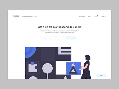 Home page for a designer network animation blue blue and white design illustration minimal ui ux web webdesign website white whitespace