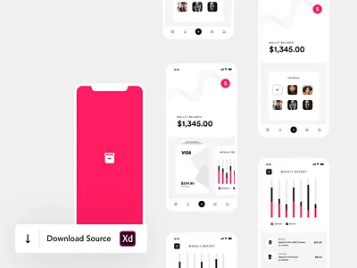 Wallet Mobile App UI app barchart card card design chart page ui ux wallet wallet app website