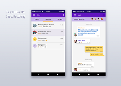 Direct messaging. Daily UI challenge (Day 013) chat chatting daily 100 challenge daily ui daily ui 013 design ui webdesign