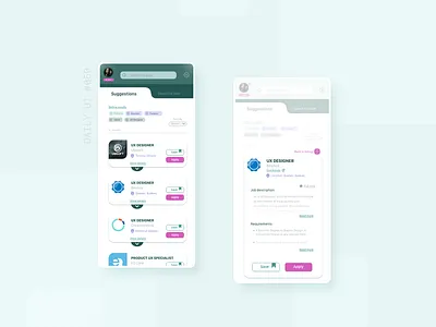 DAILY UI #050 | Job Listing 050 daily 100 challenge daily ui 050 dailyui dailyui050 dailyuichallenge design job job application job listing jobs listing mobile ui ui ui design uidesign uiux uiuxdesigner