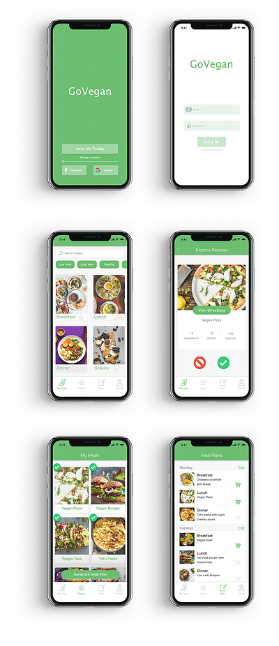 GoVegan design food app recipe