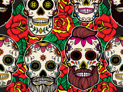 Pattern with sugar skulls day of the dead dia de los muertos halloween mexico pattern skull sugar skull