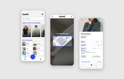 App Design Concept app clothing design concpet mobile app design mobile design rating system ratings scan qr codes sustainability
