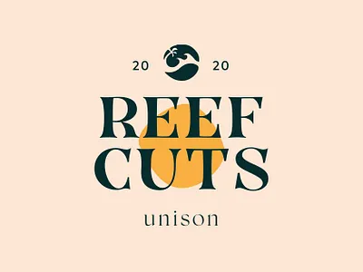 Reef Cuts by Unison 2020 barber branding clean color colour cuts font light logo logo design logotype minimalist logo organic reef surf yellow