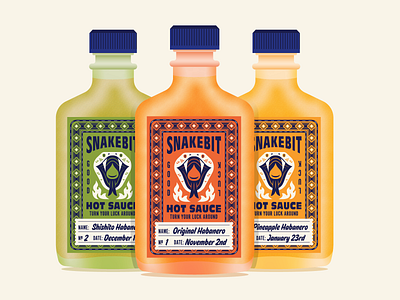 Snakebit Hot Sauce branding design good luck habanero hot sauce illustration packaging pepper snake spicy typography vector