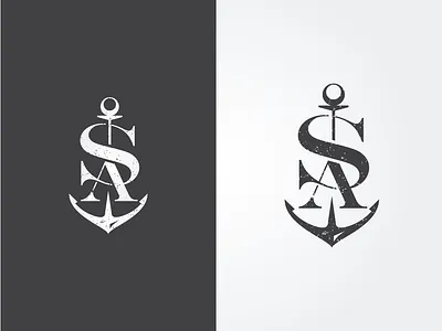 SA abstract anchor arrow boat circle connect corporate financial grunge hang icon initials integrative interlock logo modern sea ship shipment union