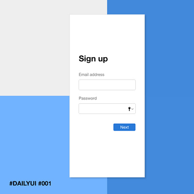 DailyUI 001 blue clean daily 100 challenge dailyui design grey minimal mobiledesign sign up signup ui uidesign uiux ux white