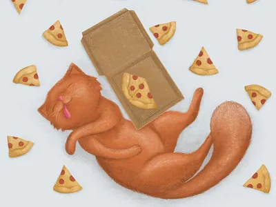 Purrpurroni cat cat illustration cat shelter cat sticker cats fat cat illustraion pizza pizza cat pizza illustration pizza party procreate red cat
