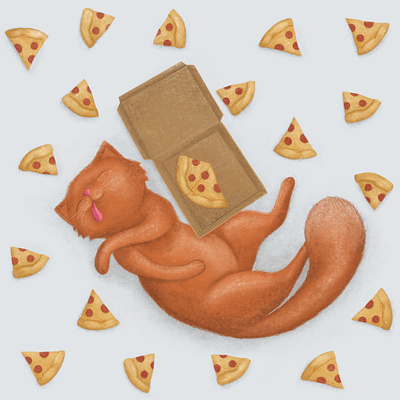 Purrpurroni cat cat illustration cat shelter cat sticker cats fat cat illustraion pizza pizza cat pizza illustration pizza party procreate red cat