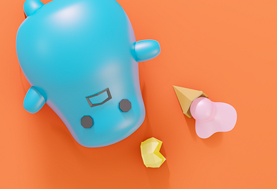The Blue Prince 3d blender blender3d blob blue crown icecream illustration shapes