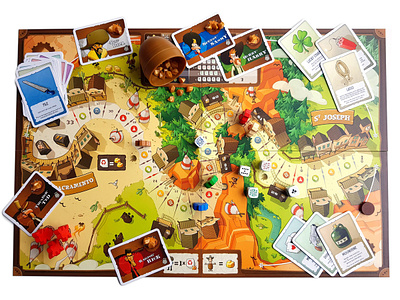 Board Game: Pony Express (Playfield) board game card cartoon character cowboy design game illustration product western