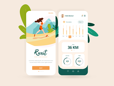 Running app - fitness, jogging, sport. android android app app application fit fitness app illustration ios iosapp iosapps jogging minimal mockup running app smartphone sport app ui ux vector workout app