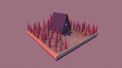 Autumn house 3d 3d art autumn cartoon forest house maya sunset