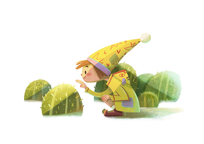 Hello Cactus cactus character illustration kid