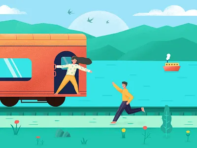Get on the train illustration ship train travel