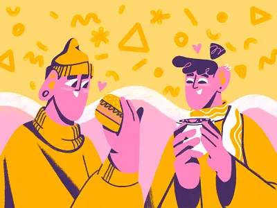 Funky foodies delicious fest food food illustration gastronomy illustration joy pink procreate yellow