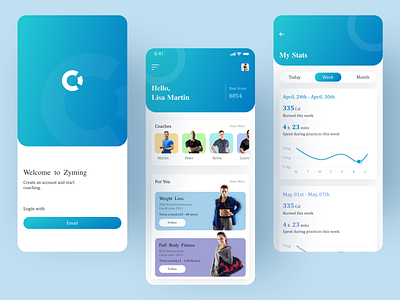 Gym App app app design application application icon clean ui fitness fitness app gym gym app ui ui designer uidesign