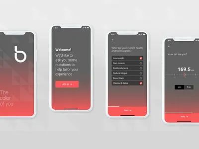 Bisu - onboarding screens app app design bisu brand brand identity charts coral data diagnostic health health app healthcare ios ios app iphone iphone app medical tracking urine visual design