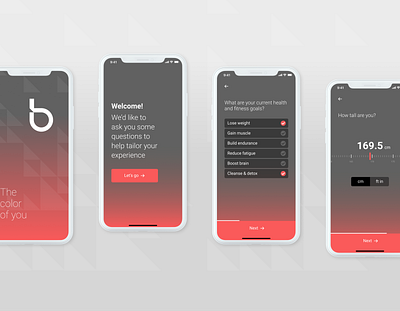 Bisu - onboarding screens app app design bisu brand brand identity charts coral data diagnostic health health app healthcare ios ios app iphone iphone app medical tracking urine visual design