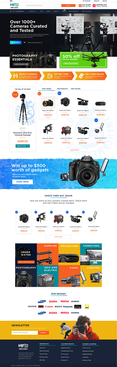 Hawaii Cameras Store eccomerce shopify webdesign
