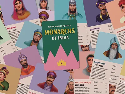 Monarchs of India — Trump Card Game board game branding card game history illustration india kings logo queens trump card typography