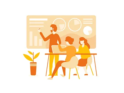 Meeting illustrarion color design illustration meet meeting together work workshop yellows