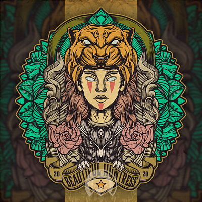 beatiful huntress beautiful beautiful girl beauty logo branding designs esports flame illustration logo owl skull sports vector