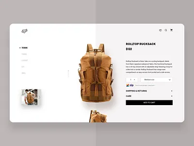 Rolltop bag product page design adobexd bag design branding inspiration interface minimal product page ui uidesign uitrends ux