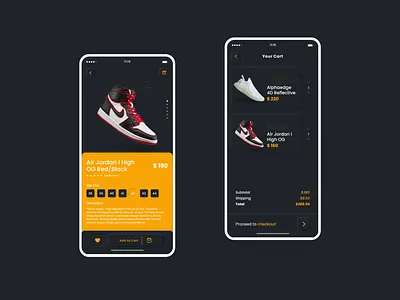 Kicks - Sneakers App Dark UI Neumorphism android app design dark ui ecommerce ios iphone x mobile shoes sneakers soft ui ui ui design uiux ux ux design