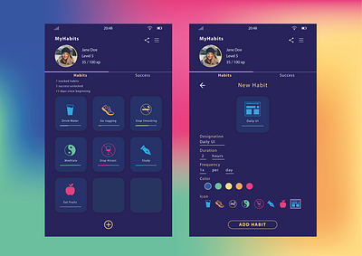 Habit UI app application design flat habit tracker habits tracking app tracking habits ui ui ux ui design uidesign uiux ux ux ui ux design uxdesign uxui vector