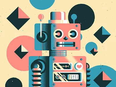 Beep Boop branding flat geometric illustration print robot vector