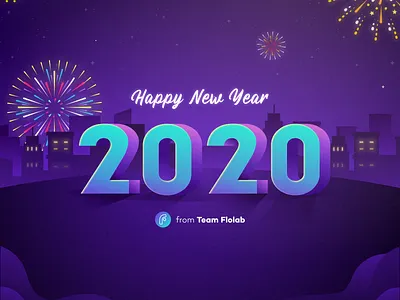 Happy New Year 2020 2020 app city fireworks graphic illustration mobile new year ui userflow ux vector wireframes