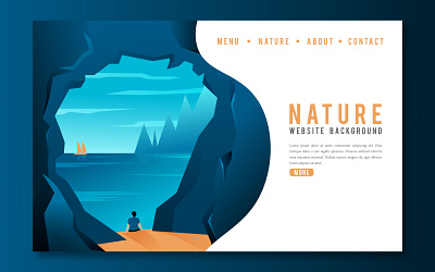 View from Cave Landing Page adobe illustrator adventure adventurer camping illustraion landing page landscape mountain nature nature illustration travel web design