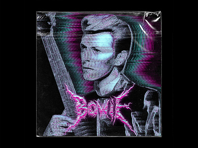 Illustration and Logotype for David Bowie artwork bowie cover art cover artwork cover design handwritten logo illustration logo logotype metal logo mockup mockup design plastic bag vaporwave