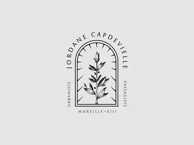 Jordane Capdevielle - alternative proposal badge engraving etching flower freelance illustration landscape design lineart logotype olive olive branch personal brand personal logo tree urbanism vegetal