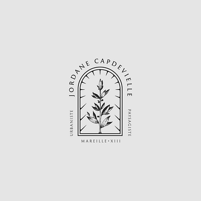 Jordane Capdevielle - alternative proposal badge engraving etching flower freelance illustration landscape design lineart logotype olive olive branch personal brand personal logo tree urbanism vegetal