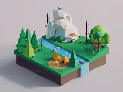 Low Poly Words: Forest 3d blender3d color darkfejzr environment game illustration lowpoly nature polyperfect story unity3d