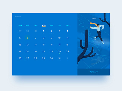 HELLO2020 calendar · January | ice-skating and mathematics 2020 calendar illustration math skating