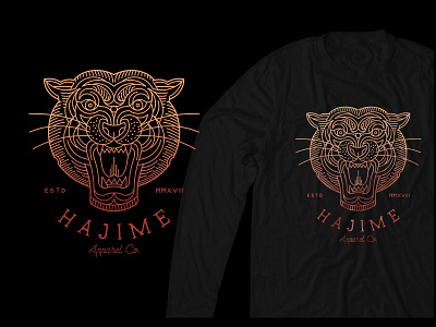 Hajime Tiger abstract art animal animals apparel apparel design apparel graphics art clothing design geometric gold illustration line line art lineart logo monoline symbol t shirt t shirt design