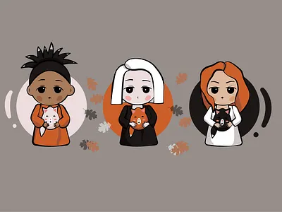 Girls with fox's art flat fox girl icon illustration illustrator logo symbol vector web