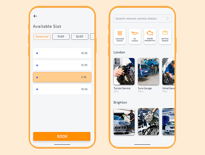 Service Station Booking App car car service design mobile app service landing page service station