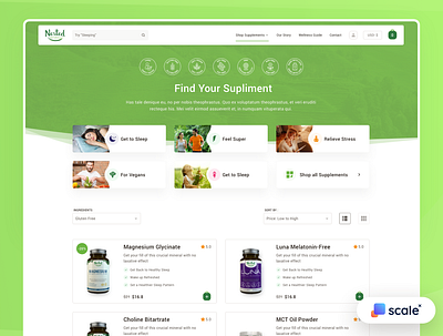 Supplements Shop - Product Grid branding ecommerce food green health products shop shopify supplements ui web web design