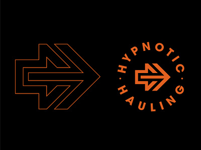 Hypnotic Hauling 2.0 arrow arrow logo arrows black branding chicago driver logo logo design logodesign logomark mark mark symbol orange orange logo semitruck symbol trade mark trademark truck